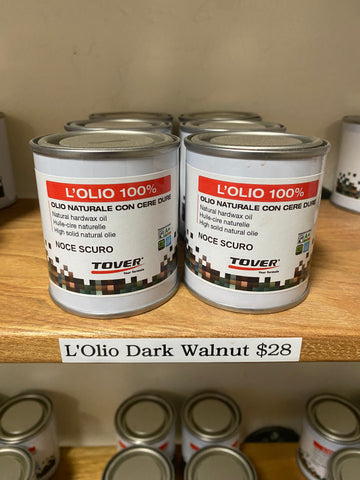 Tover L'Olio Solvent Free Natural Hard Wax Oil Wood Finish 100ml DARK WALNUT COLOR