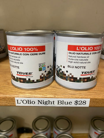 Tover L'Olio Solvent Free Natural Hard Wax Oil Wood Finish 100ml NIGHT BLUE COLOR