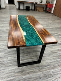 Handcrafted Curly Willow Acacia Epoxy Desk