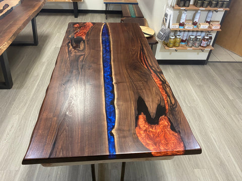 Handcrafted Walnut Epoxy Dining Table furniture