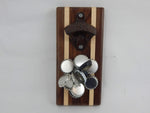 Magnet Bottle Opener/Holder with Walnut and Maple woods.