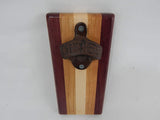 Magnet Bottle Opener/Holder with Maple, Purple Heart and Cherry woods.