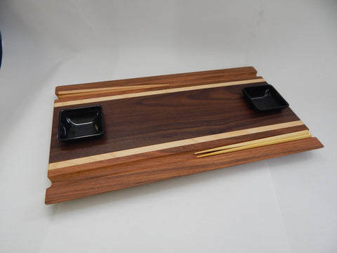 Sushi Board - Walnut, Maple & Cherry with Chopstick grooves