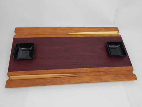 Sushi Board- Purpleheart and Cherry with Chopstick grooves