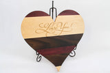 Heart Shaped Cutting Board. Personal Engraving! Maple, Walnut & Purpleheart wood.
